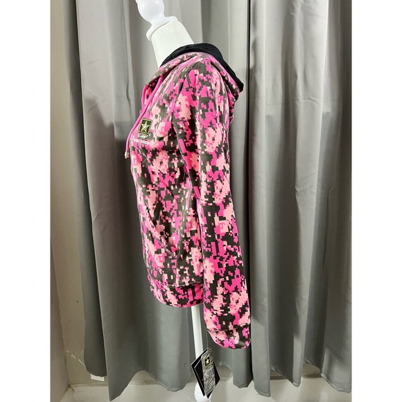 US Army Blaze Pink Camo Jersey Hoodies Zip Hooded Jacket Small - Picture 4 of 10